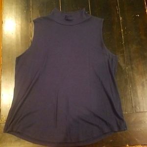 Women's 2X Sleeveless Mock Turtleneck Navy